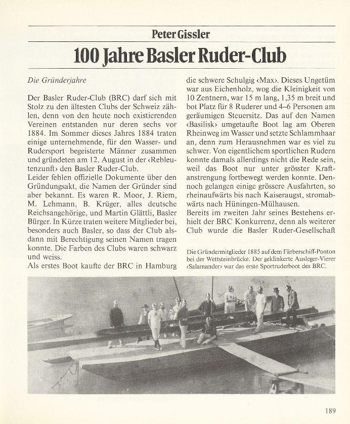 100 Jahre Basler Ruder-Club – Seite 1