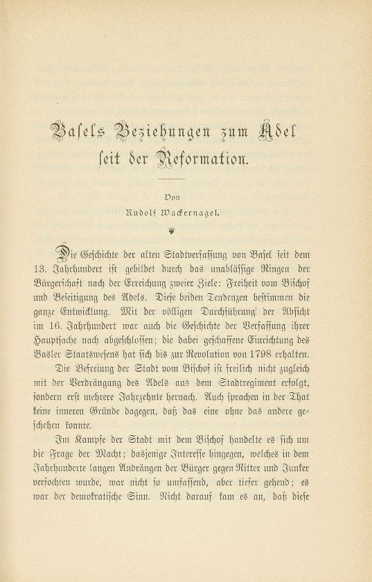 Basels Beziehungen zum Adel seit der Reformation – Seite 1