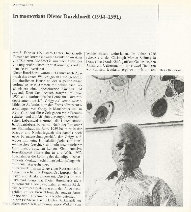 In memoriam Dieter Burckhardt (1914-1991) – Seite 1