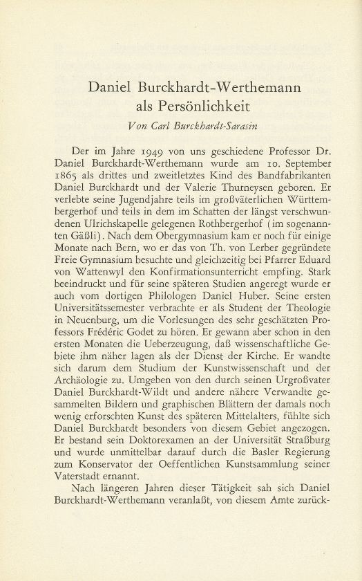 Daniel Burckhardt-Werthemann als Persönlichkeit – Seite 1