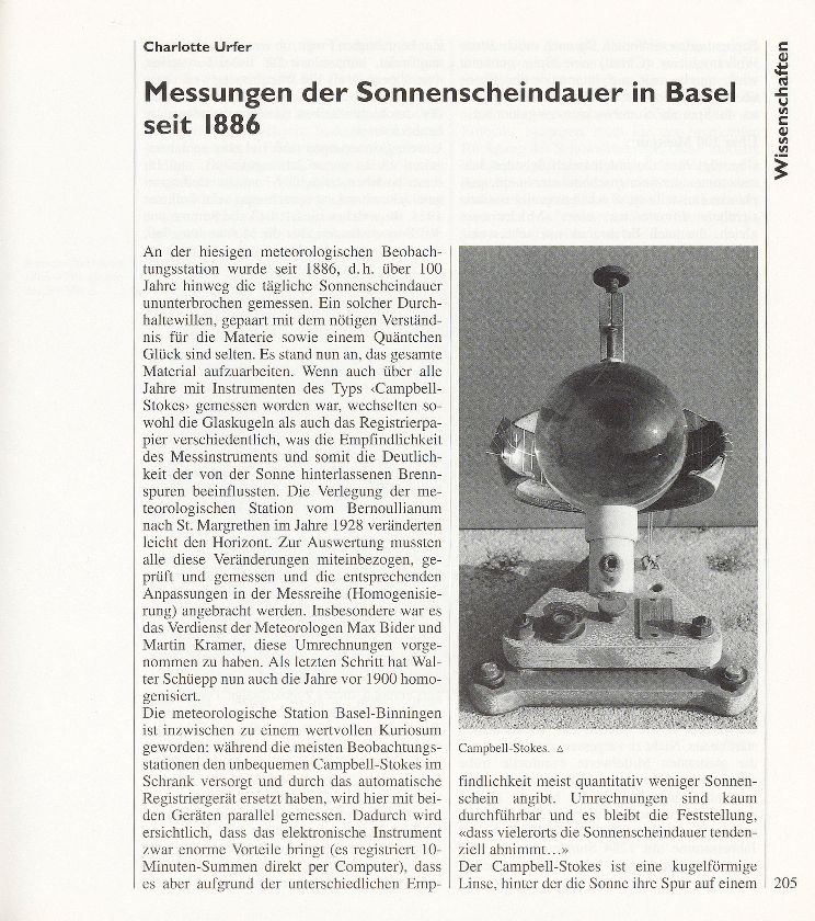 Messungen der Sonnenscheindauer in Basel seit 1886 – Seite 1