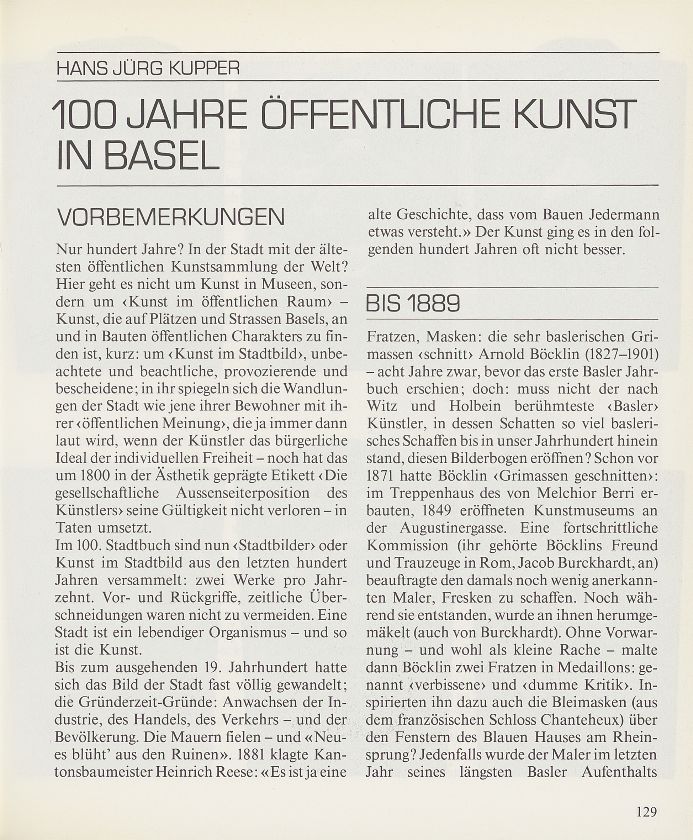 100 Jahre öffentliche Kunst in Basel – Seite 1