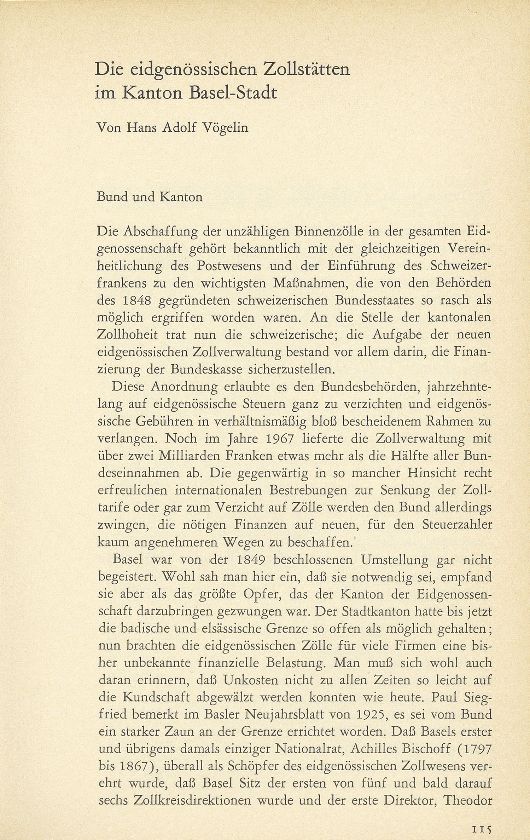 Die eidgenössischen Zollstätten im Kanton Basel-Stadt – Seite 1