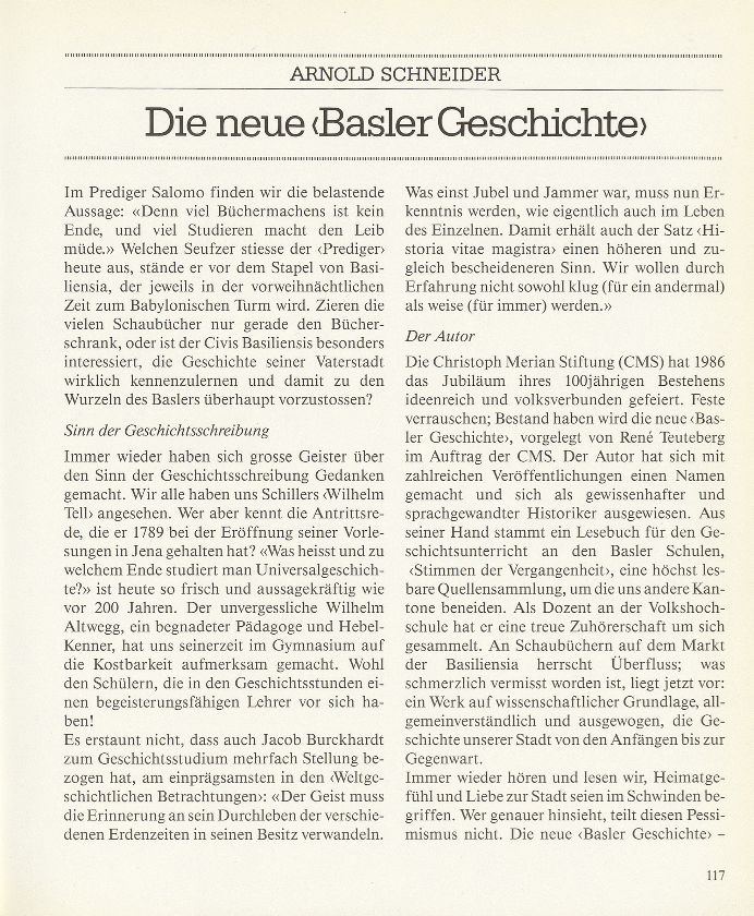 Die neue ‹Basler Geschichte› – Seite 1
