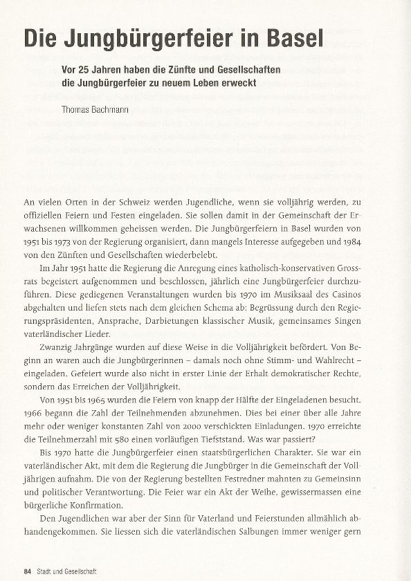 Die Jungbürgerfeier in Basel – Seite 1