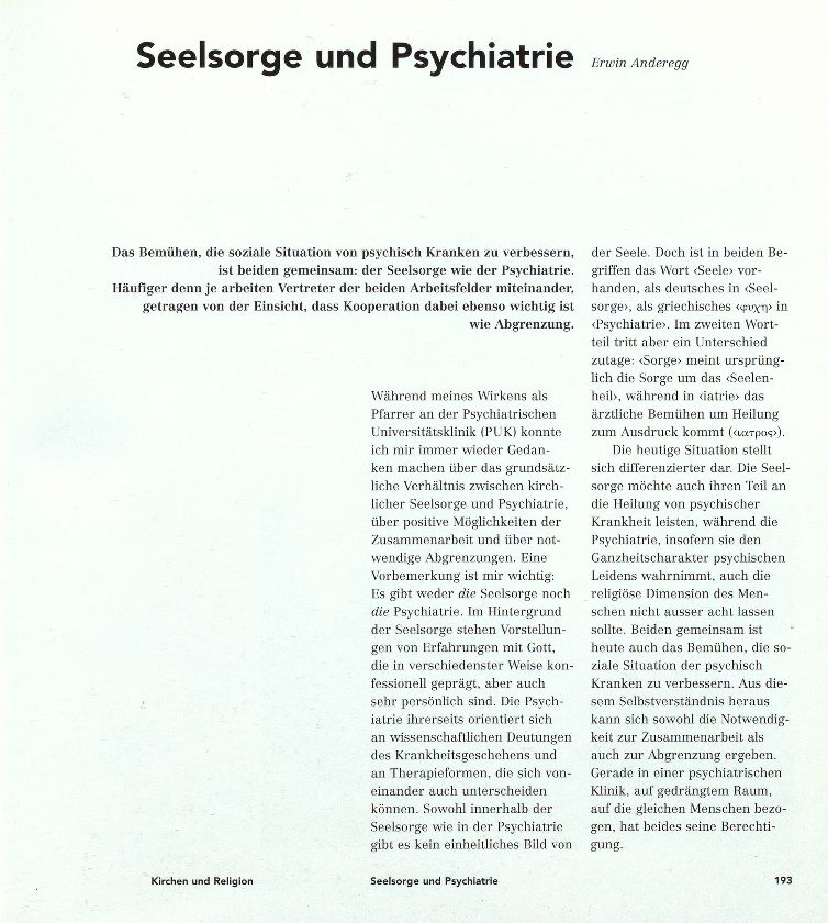 Seelsorge und Psychiatrie – Seite 1