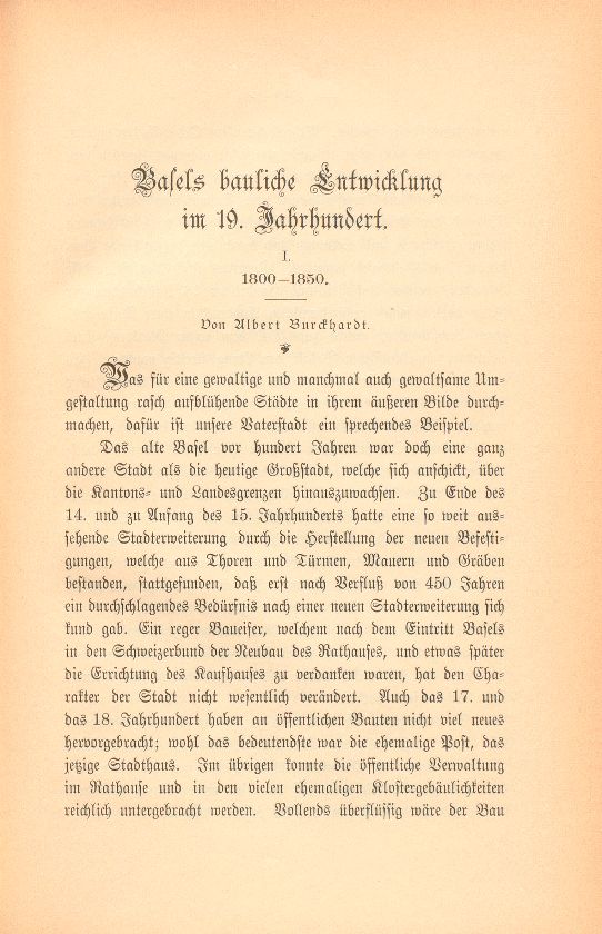 Basels bauliche Entwicklung im 19. Jahrhundert – Seite 1
