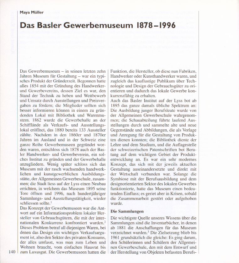 Das Basler Gewerbemuseum 1878-1996 – Seite 1
