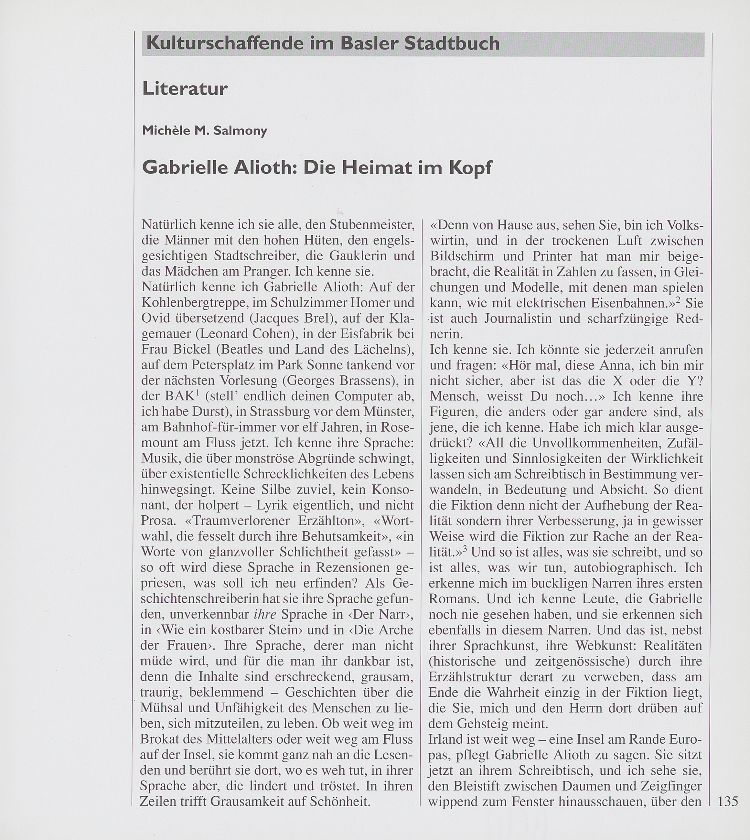 Gabrielle Alioth: Die Heimat im Kopf – Seite 1
