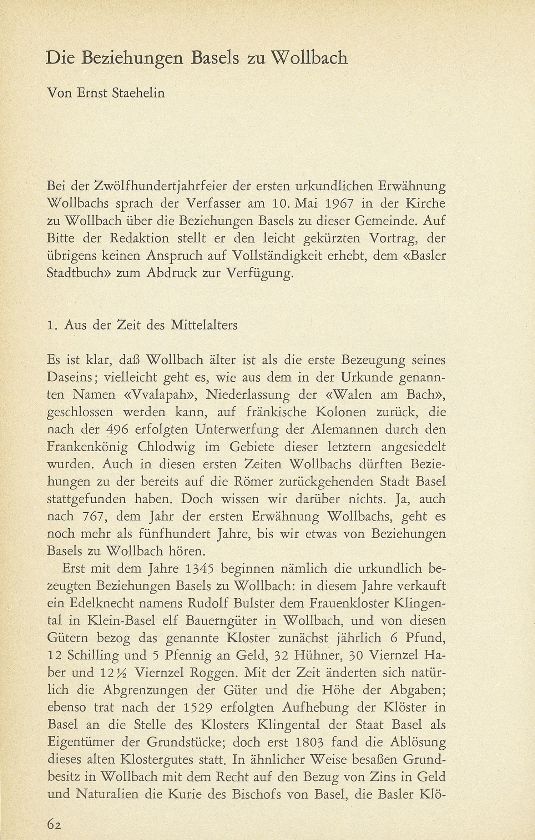 Die Beziehungen Basels zu Wollbach – Seite 1