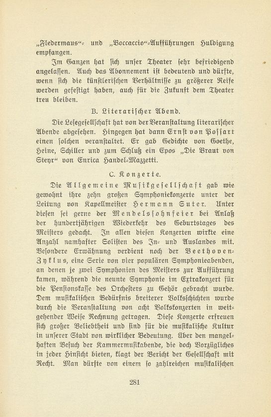 Das künstlerische Leben in Basel vom 1. November 1908 bis 31. Oktober 1909 – Seite 1
