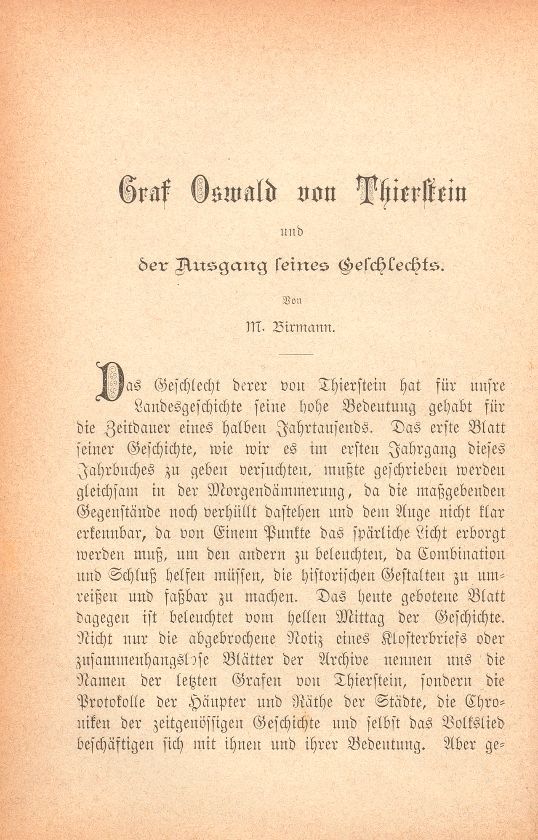 Graf Oswald von Thierstein und der Ausgang seines Geschlechts – Seite 1