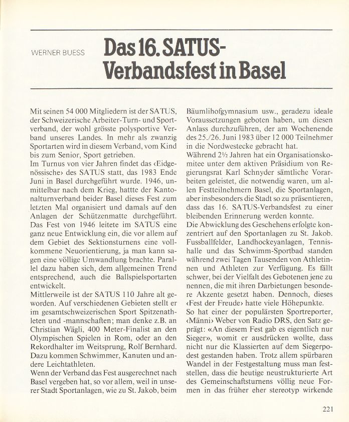 Das 16. SATUS-Verbandsfest in Basel – Seite 1