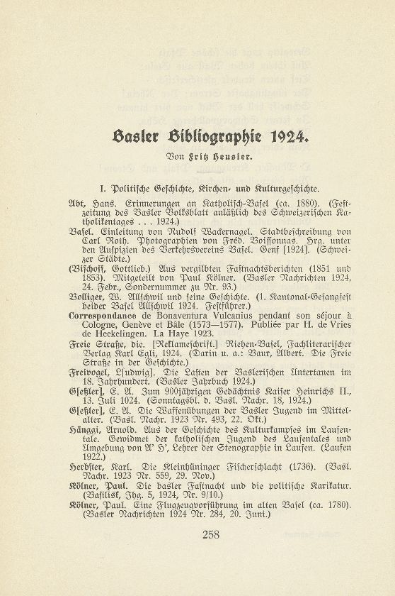 Basler Bibliographie 1924 – Seite 1