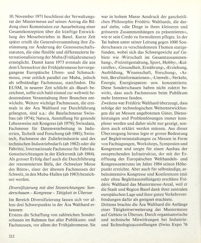 Die Ära Dr. Frédéric Walthard bei der Schweizer Mustermesse – Seite 2