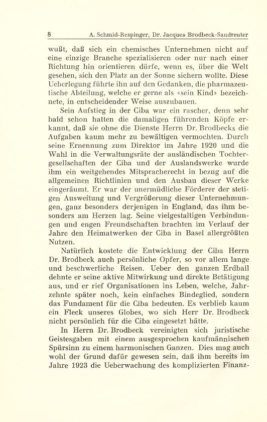 Dr. Jacques Brodbeck-Sandreuter 18. Juni 1882 bis 20. Februar 1944 – Seite 2