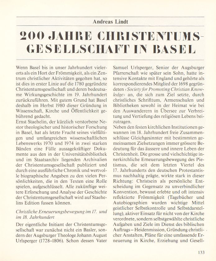 200 Jahre Christentumsgesellschaft in Basel – Seite 1