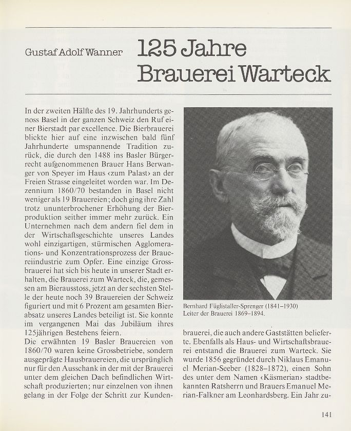 125 Jahre Brauerei Warteck – Seite 1