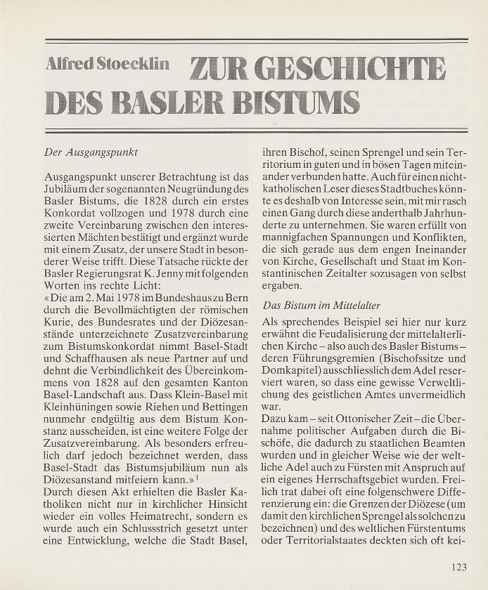 Zur Geschichte des Basler Bistums – Seite 1