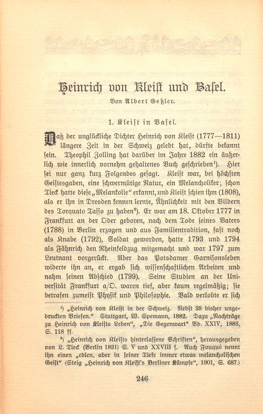 Heinrich von Kleist und Basel – Seite 1