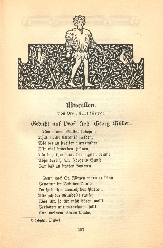 Miscellen: Gedicht auf Prof. Joh. Georg Müller – Seite 1