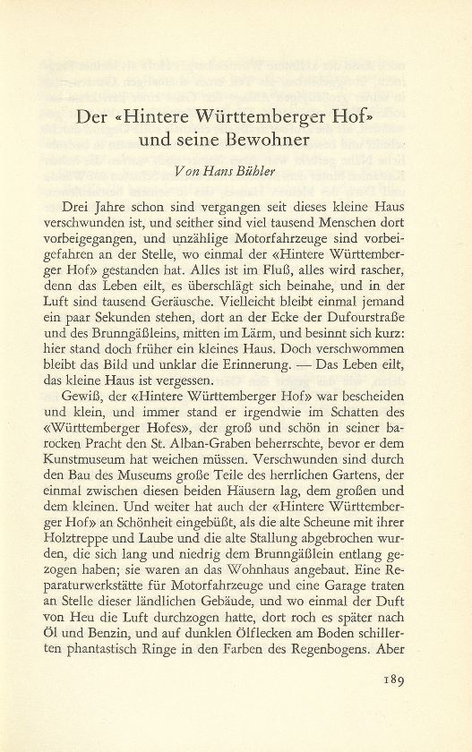 Der ‹Hintere Württemberger Hof› und seine Bewohner – Seite 1