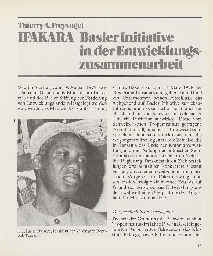 IFAKARA – Basler Initiative in der Entwicklungszusammenarbeit – Seite 1