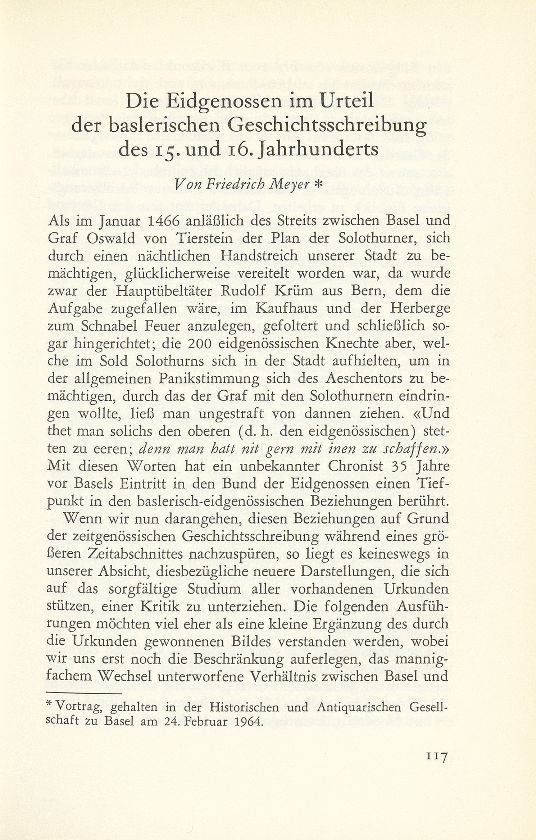 Die Eidgenossen im Urteil der baslerischen Geschichtsschreibung des 15. und 16. Jahrhunderts – Seite 1