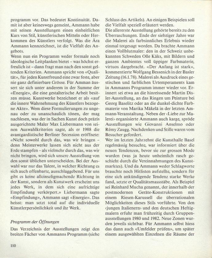 Die Ära Jean-Christophe Ammann in der Kunsthalle Basel – Seite 2