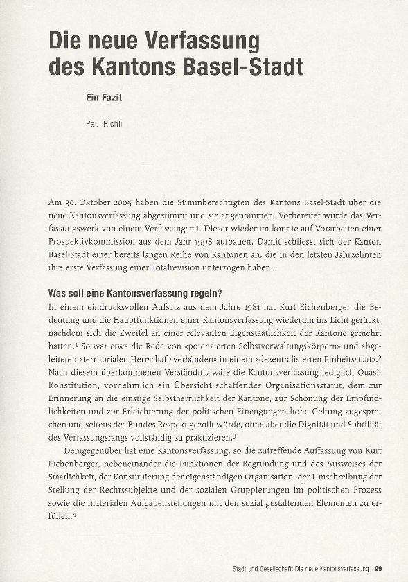 Die neue Verfassung des Kantons Basel-Stadt – Seite 1