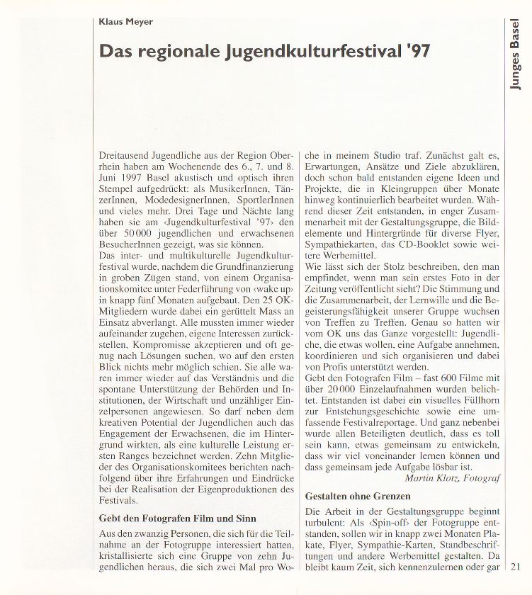 Das regionale Jugendkulturfestival 1997 – Seite 1