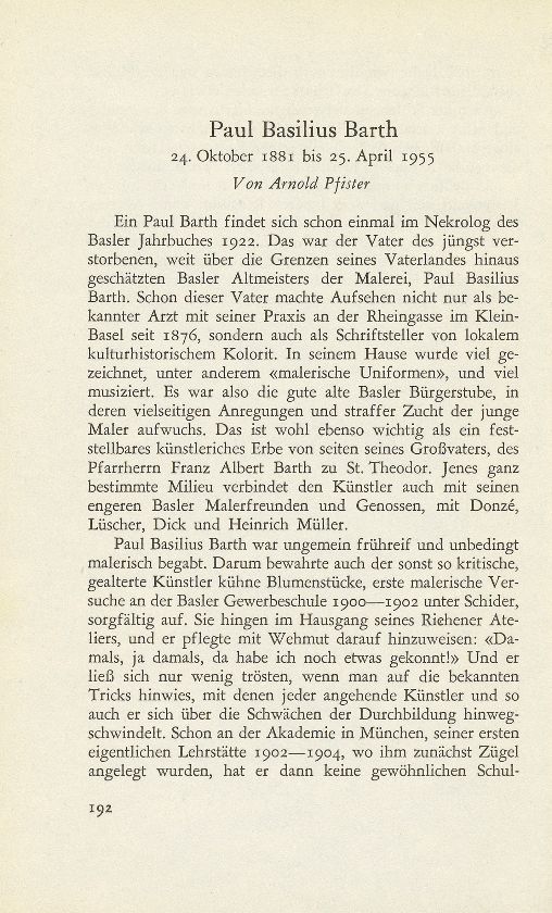 Paul Basilius Barth 24. Oktober 1881 bis 25. April 1955 – Seite 1