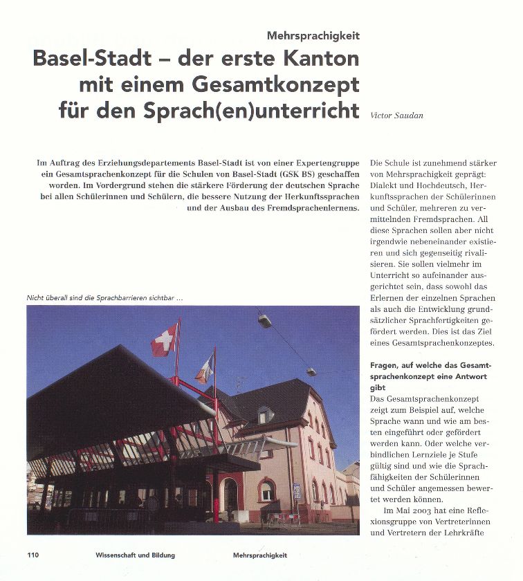 Basel- Stadt- der erste Kanton mit einem Gesamtkonzept für den Sprach(en)unterricht – Seite 1