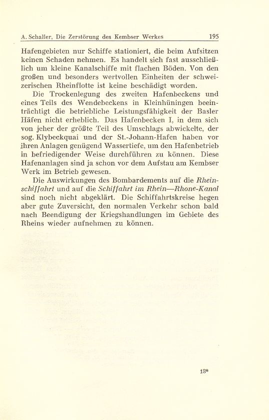 Zur Zeitgeschichte: 3. Die Zerstörung des Kembser Werkes und ihre Wirkung auf die Basler Rheinschiffahrt – Seite 2