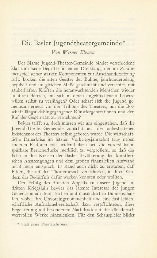 Die Basler Jugendtheatergemeinde – Seite 1