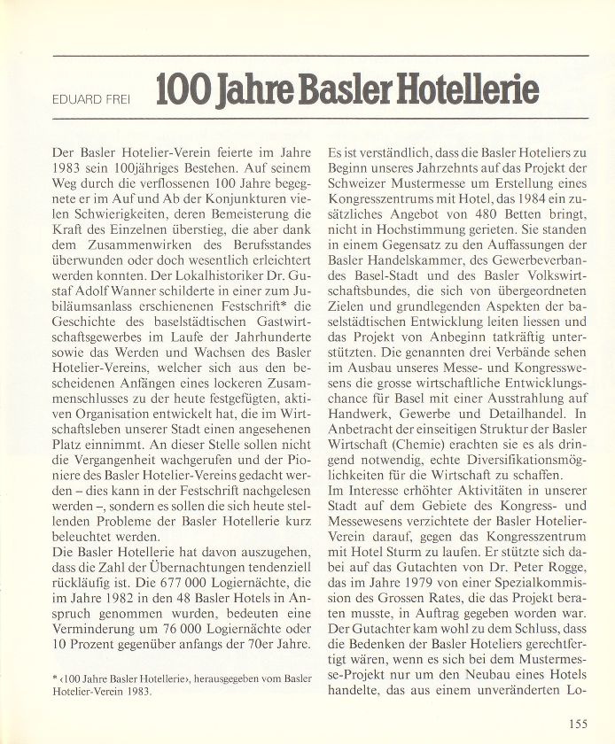 100 Jahre Basler Hotellerie – Seite 1