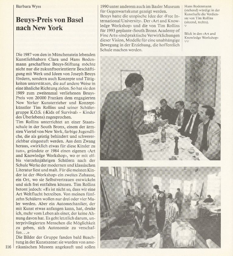 Beuys-Preis von Basel nach New York – Seite 1