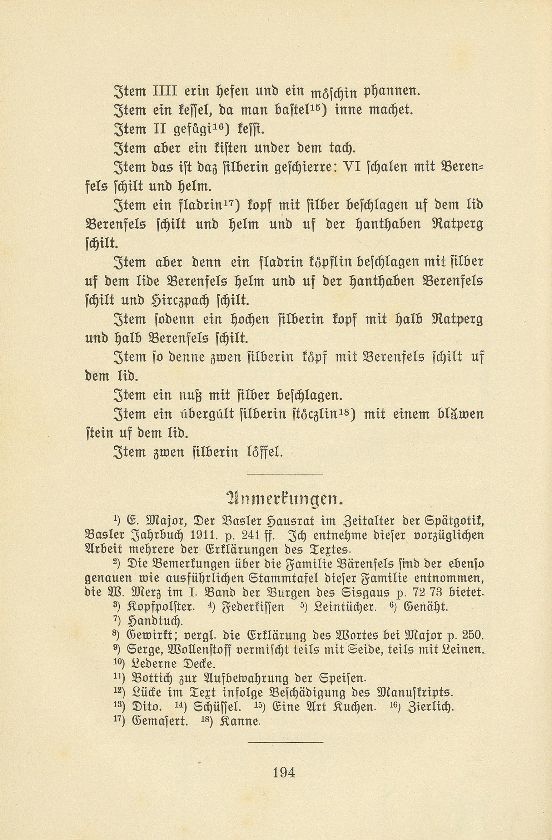 Miscelle: Ein Basler Hausratsverzeichnis aus dem 14. Jahrhundert – Seite 3