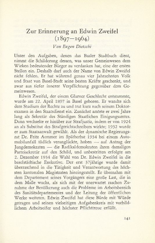Zur Erinnerung an Edwin Zweifel (1897-1964) – Seite 1