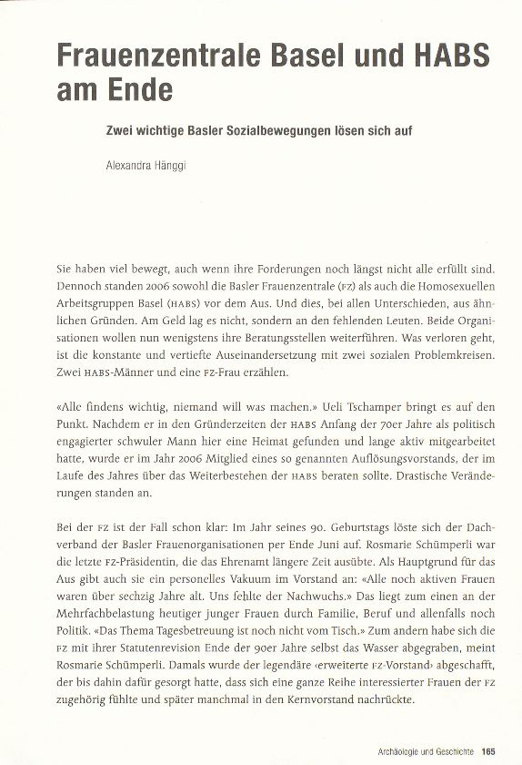 Frauenzentrale Basel und HABS am Ende – Seite 1