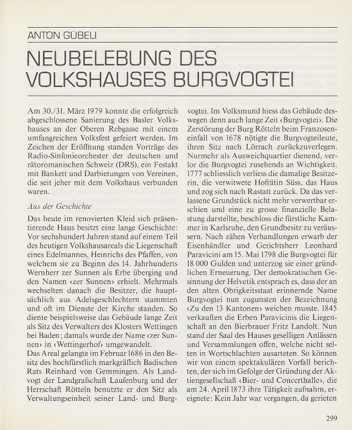 Neubelebung des Volkshauses Burgvogtei – Seite 1