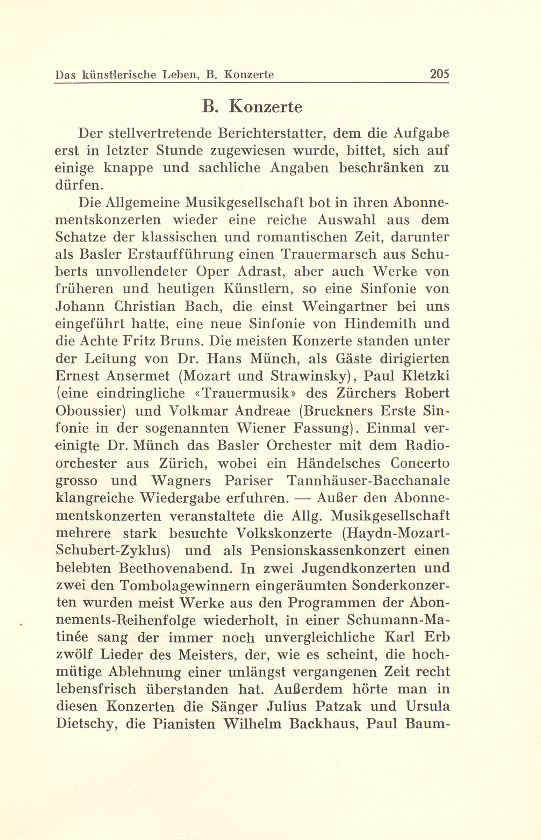 Das künstlerische Leben in Basel vom 1. Oktober 1943 bis 30. September 1944 – Seite 1