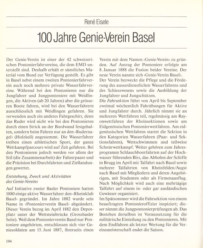100 Jahre Genie-Verein Basel – Seite 1