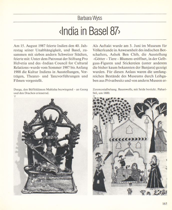 ‹India in Basel 87› – Seite 1