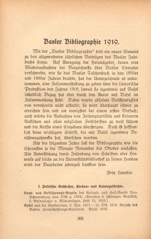 Basler Bibliographie 1919 – Seite 1