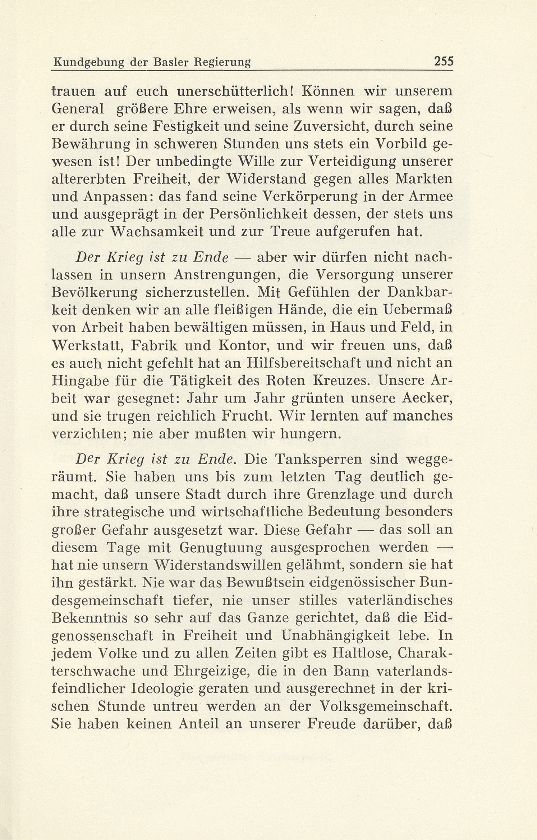 Zur Zeitgeschichte. Kundgebung der Basler Regierung zum Kriegsende in Europa – Seite 2