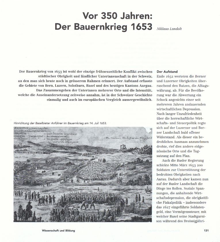 Vor 350 Jahren: Der Bauernkrieg 1653 – Seite 1
