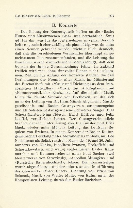 Das künstlerische Leben in Basel vom 1. Oktober 1944 bis 30. September 1945 – Seite 1