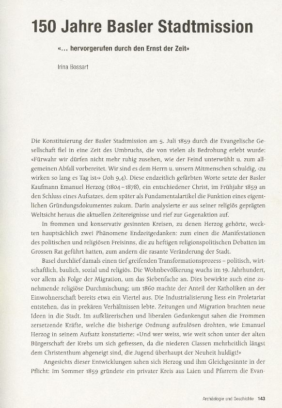 150 Jahre Basler Stadtmission – Seite 1