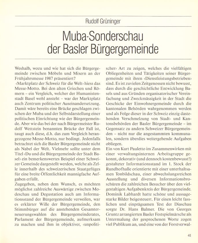 Muba-Sonderschau der Basler Bürgergemeinde – Seite 1